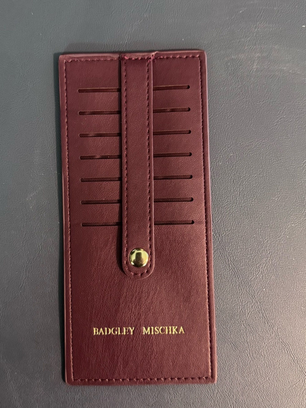 Badgley Mischka Plum Card Holder Wallet Slim Card Case Burgundy - Picture 2 of 5